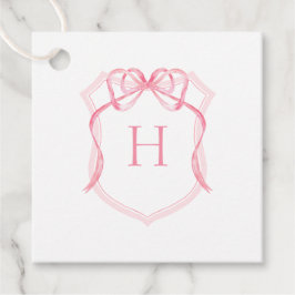 Roze strik monogram borstkam Baby shower Bedankjes Labels