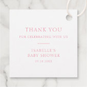 Roze strik monogram borstkam Baby shower Bedankjes Labels (Achterkant)