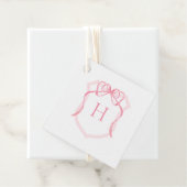 Roze strik monogram borstkam Baby shower Bedankjes Labels (In situ)