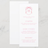 Roze strik monogram borstkam Baby shower Menu (Voorkant / Achterkant)