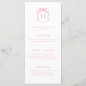 Roze strik monogram borstkam Baby shower Menu (Voorkant)