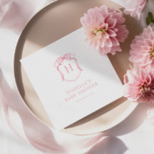 Roze strik monogram borstkam Baby shower
