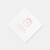 Roze strik monogram borstkam Baby shower Servet (Hoek)