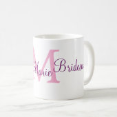 roze strik monogram bruidsmeisje modern meisjesach koffiemok (Voorkant rechts)