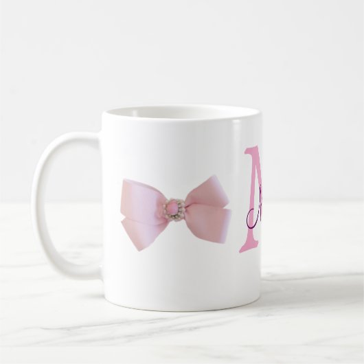 roze strik monogram bruidsmeisje modern meisjesach koffiemok (Links)