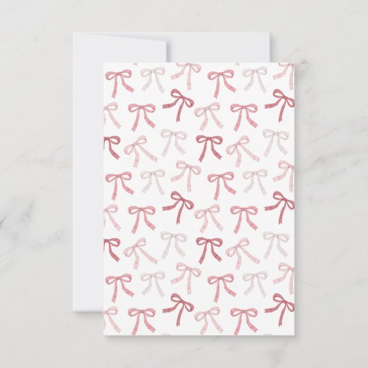 Roze strik monogram Waterverf Bedankkaart (Achterkant)