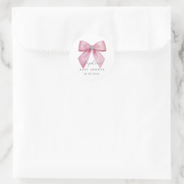 Roze Strik Mooie Baby Shower Ronde Sticker