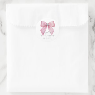 Roze Strik Mooie Baby Shower Ronde Sticker
