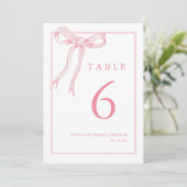 Roze Strik Mooie Coquette Tafelnummer (Staand voorkant)