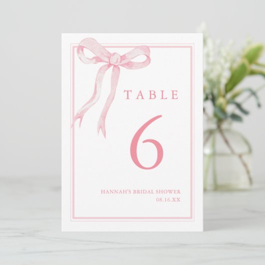 Roze Strik Muffig Table Nummer Menu (Staand voorkant)