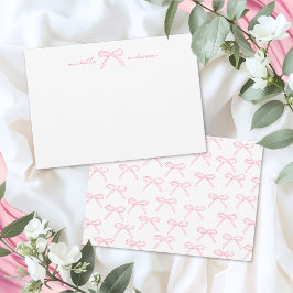 Roze Strik Naam Notitiekaartje