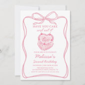 Roze strik, neem je taart en eet het op twee verja kaart (Voorkant)