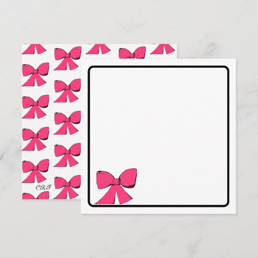 Roze Strik Notitiekaart Kaart (Voorkant / Achterkant)