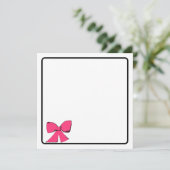 Roze Strik Notitiekaart Kaart (Staand voorkant)
