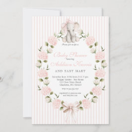 Roze strik olifant Meisje Baby Shower Kaart