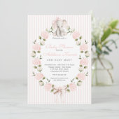 Roze strik olifant Meisje Baby Shower Kaart (Staand voorkant)
