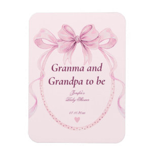 Roze strik Oma en Opa worden Baby Shower Magneet