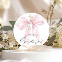 Roze strik Onederful meisje 1e verjaardag