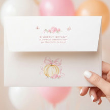 Roze Strik Oranje Pompoen Herfst Baby Shower
