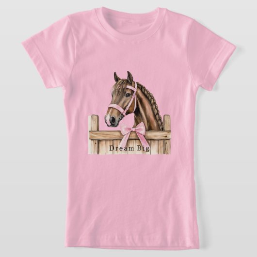 Roze Strik Paard T-shirt (Laagn)