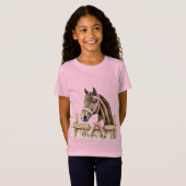 Roze Strik Paard T-shirt (Voorkant volledig)