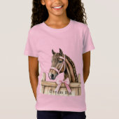 Roze Strik Paard T-shirt (Voorkant)