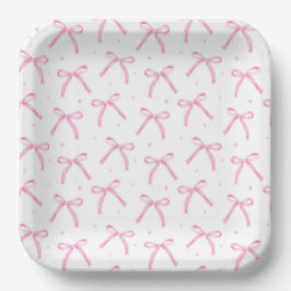 Roze Strik Papier Borden, Lint Feestartikelen Papieren Bordje