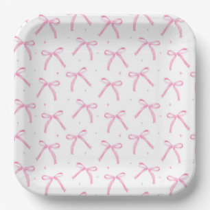 Roze Strik Papier Borden, Lint Feestartikelen Papieren Bordje