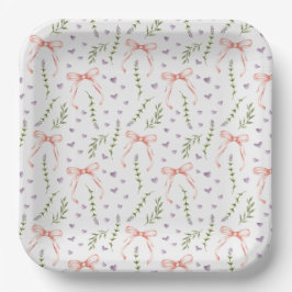 Roze Strik Papier Borden, Lint Feestartikelen Papieren Bordje