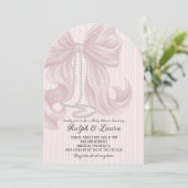 Roze Strik Parel Meisje Baby Shower Kaart (Staand voorkant)