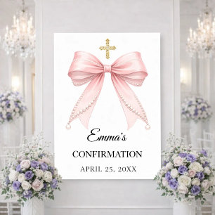 Roze strik parels Bevestiging welkom Poster