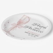 Roze Strik Parels en Prosecco Bruidsfeestje Papieren Bordje (Gekanteld)