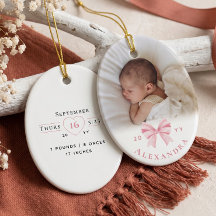 Roze Strik Personaliseerde Baby Naam Foto Geboorte