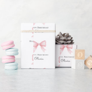 Roze Strik Persoonlijke Verjaardagscadeau  Cadeaupapier