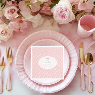 Roze Strik Polka Stip Babyshower Baby Meisje Coque Servet