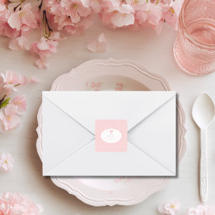 Roze Strik Polka Stip Babyshower Baby Meisje Coque Vierkante Sticker