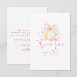 Roze Strik Pompoen Baby Shower Bedankt