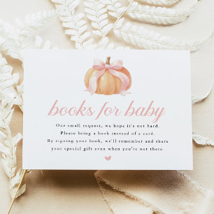 Roze Strik Pompoen Baby Shower Boeken voor Baby Ka Kaart