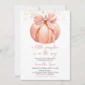 Roze Strik Pompoen Baby Shower Kaart (Voorkant)