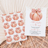 Roze Strik Pompoen Baby Shower Kaart