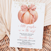 Roze Strik Pompoen Baby Shower Kaart