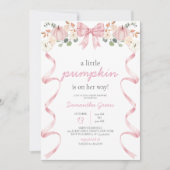 Roze Strik Pompoen Baby Shower Kaart (Voorkant)