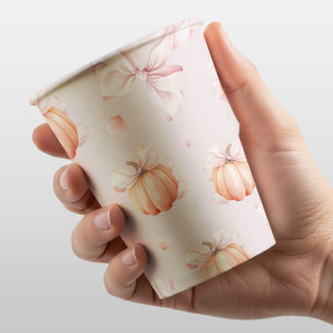 Roze Strik Pompoen Baby Shower Papieren Beker