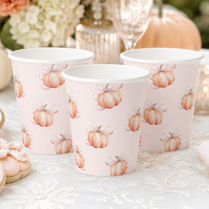 Roze Strik Pompoen Baby Shower Papieren Beker