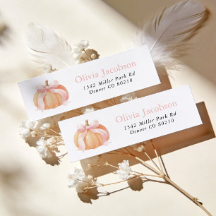 Roze Strik Pompoen Baby Shower Retouradres Etiket