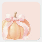 Roze Strik Pompoen Baby Shower Vierkante Sticker (Voorkant)