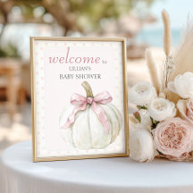 Roze Strik Pompoen Baby Shower Welkom