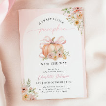 Roze Strik Pompoen Bloemen Baby Shower