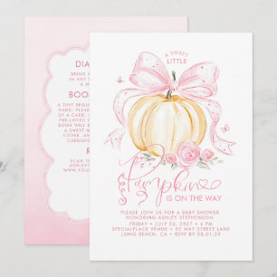 Roze Strik Pompoen Herfst Baby Shower Alles in Eén Kaart