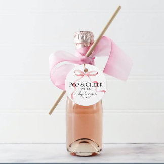 Roze Strik Pop En Gejuich  Bedankjes Labels